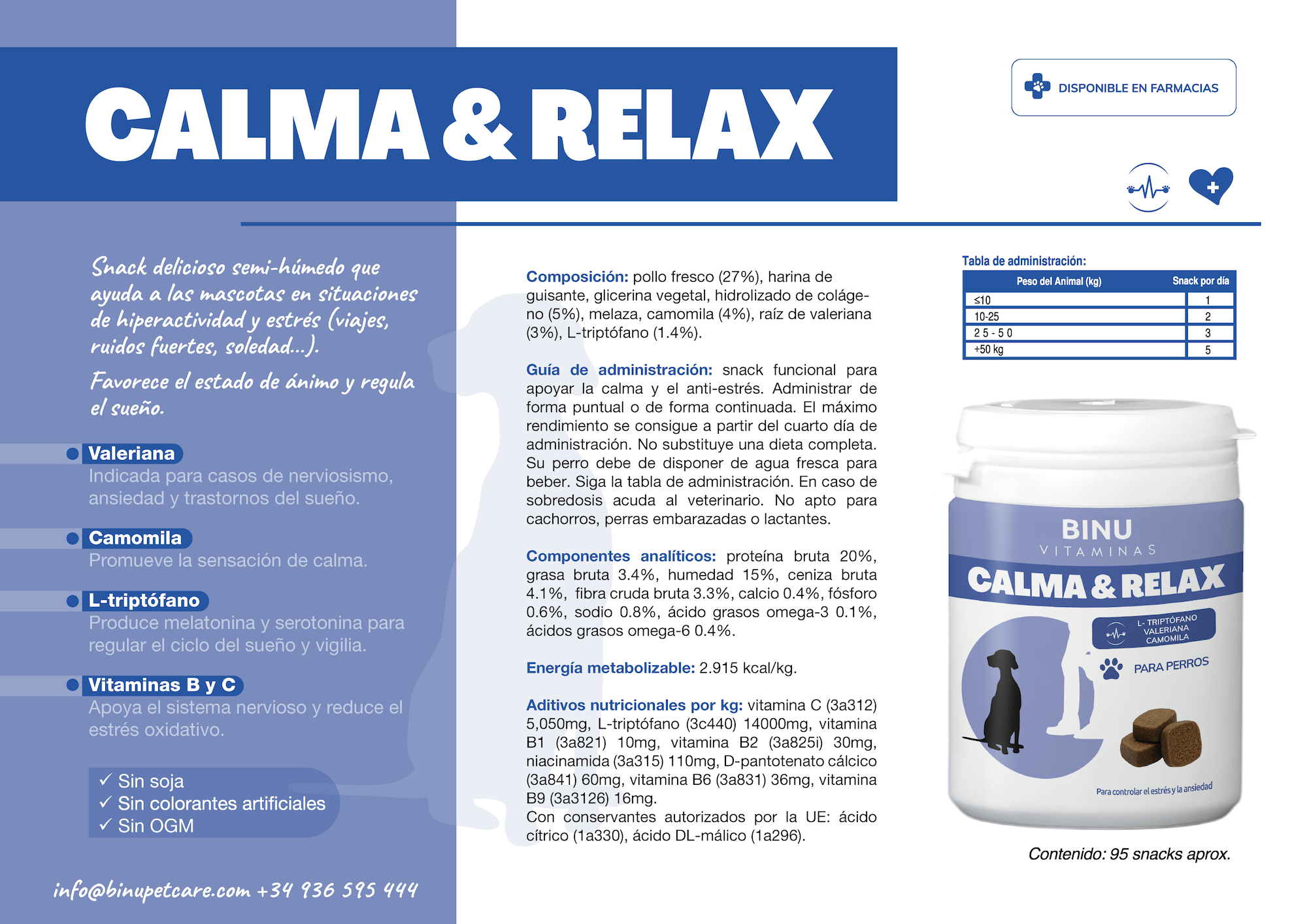 Binu calma y relax para perros Binu vitaminas calma y relax para perros